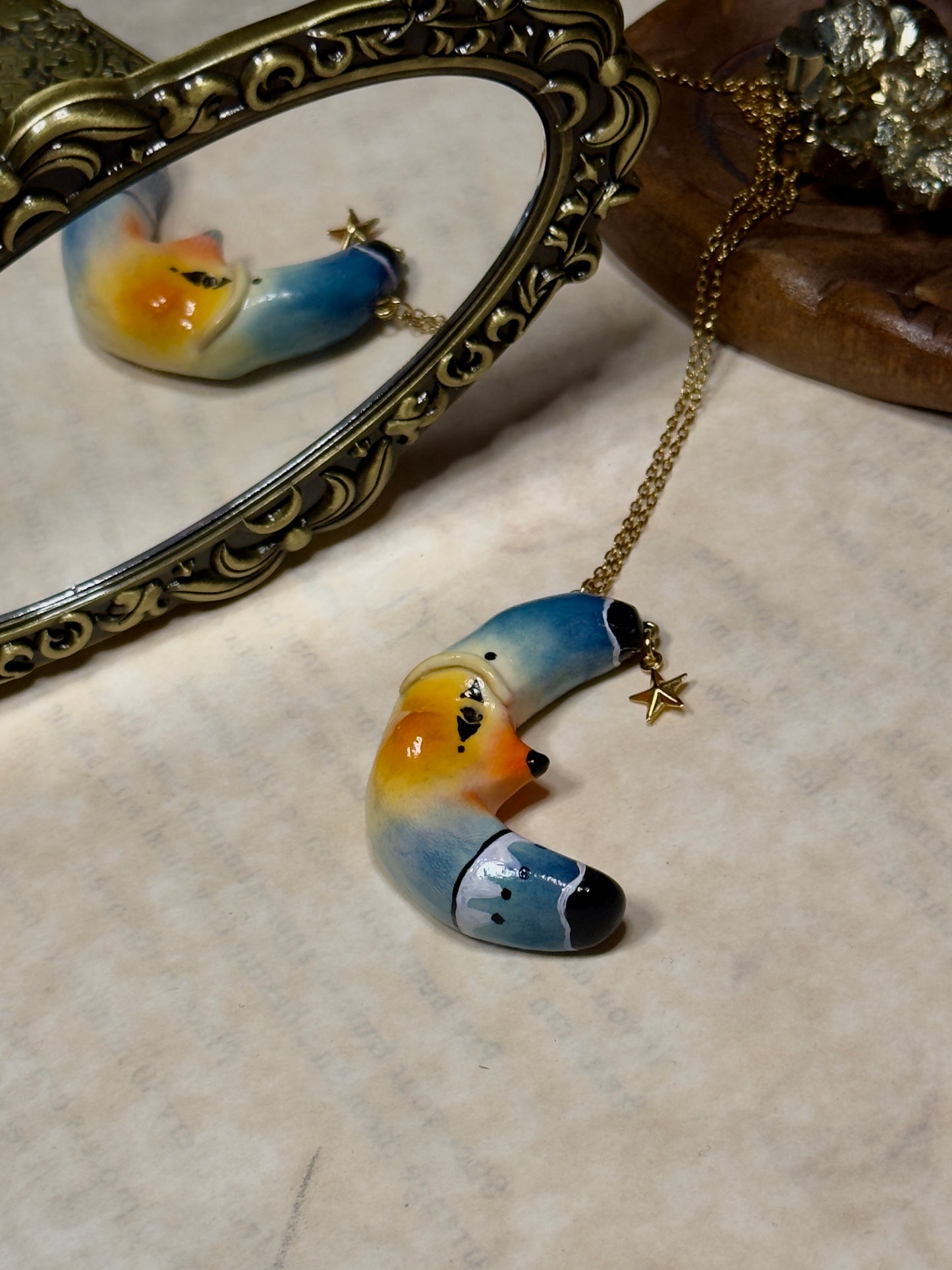 Gold Jester Moon Necklace