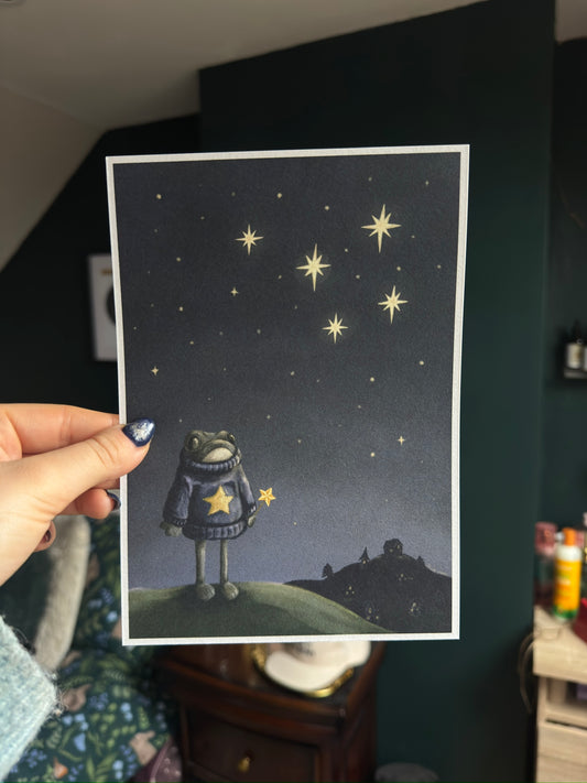 Just a frog who loves the stars Art Print