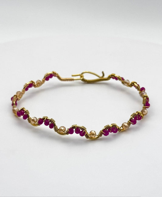 Red Sky at Night - Rubies and Gold Crystal Bracelet