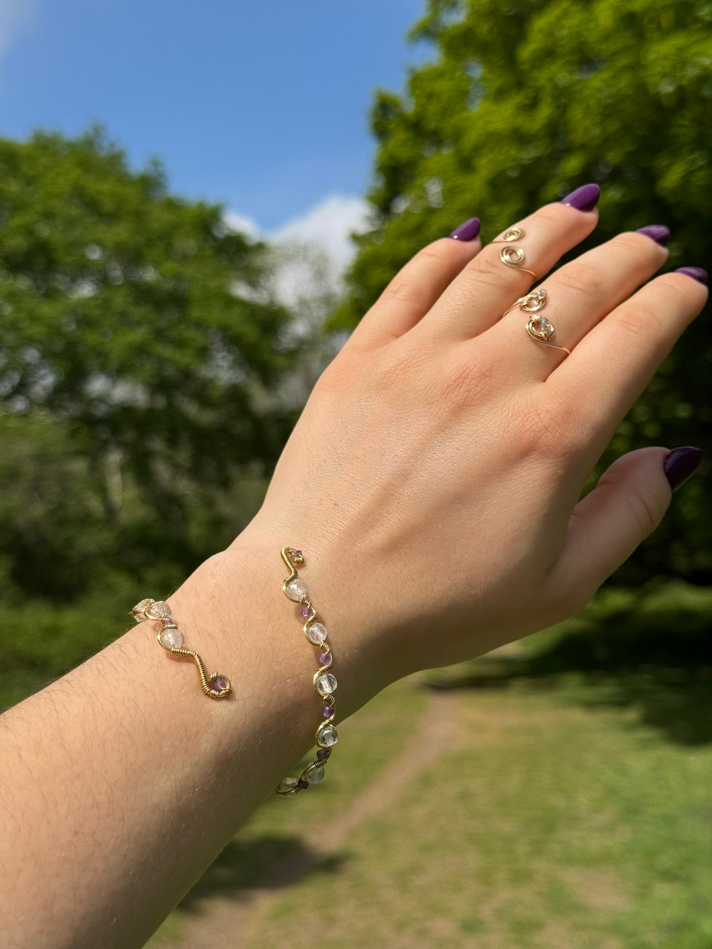Dreamer - Amethyst and Clear Quartz Crystal Bracelet