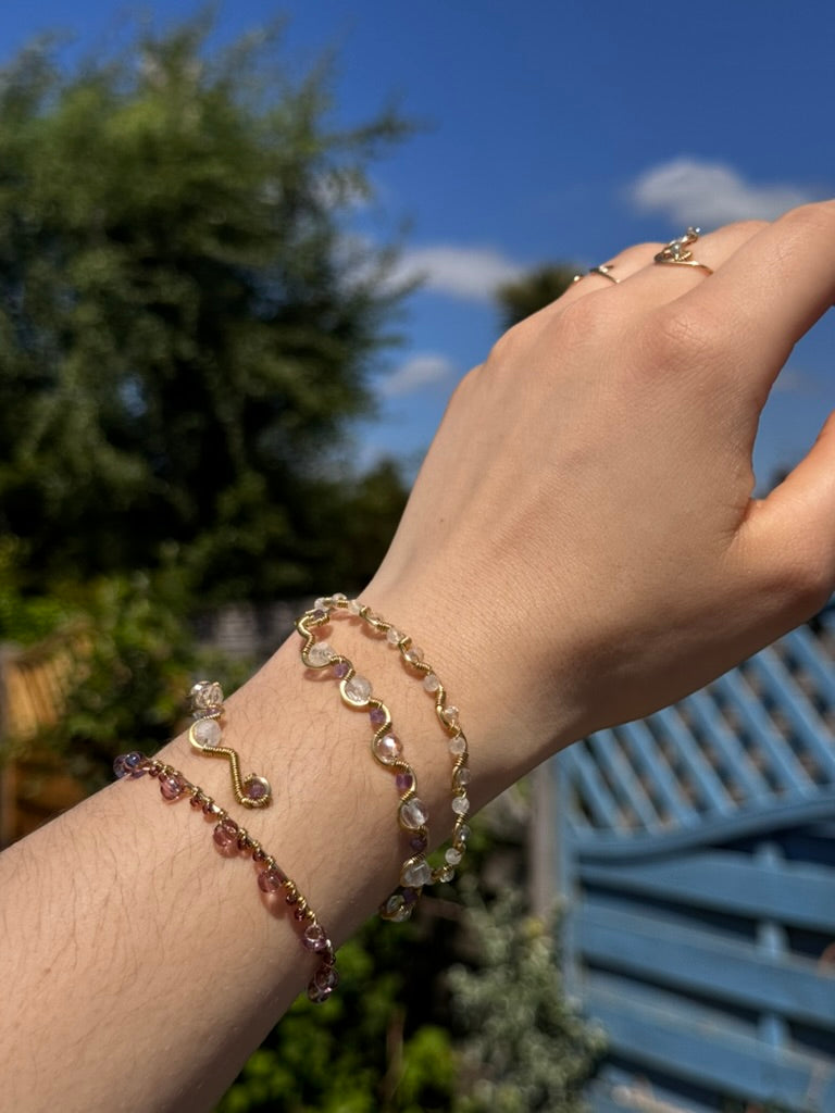 Moonlight - Moonstone and Clear Crystal Bracelet