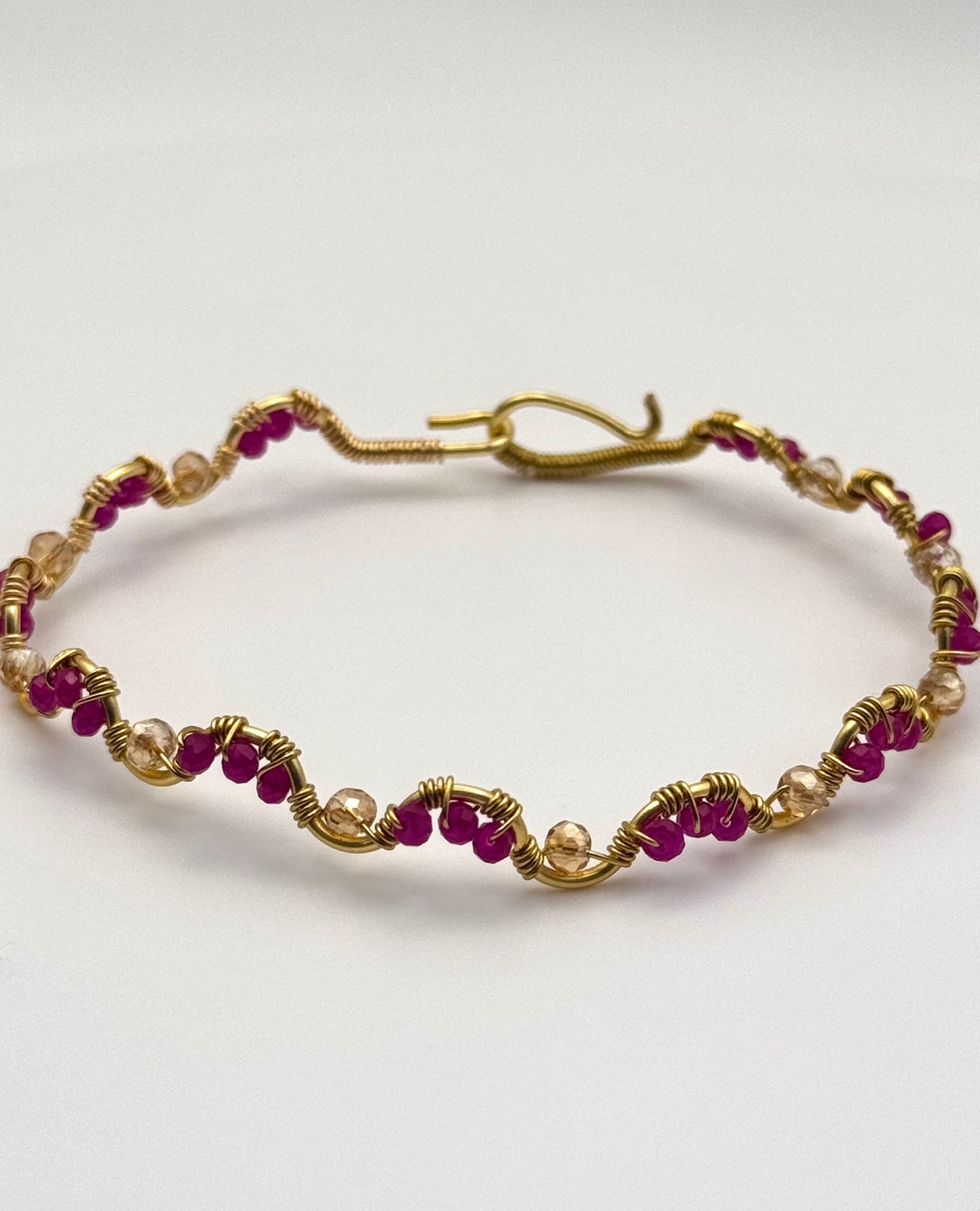 Red Sky at Night - Rubies and Gold Crystal Bracelet