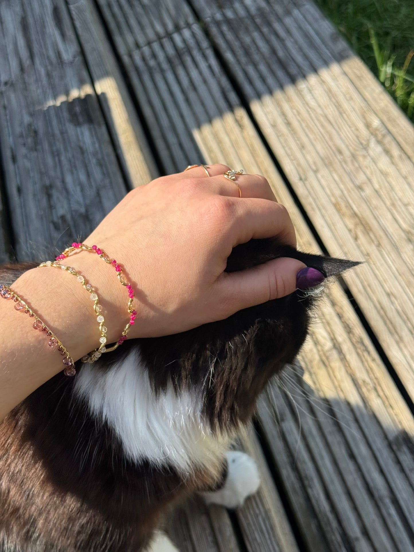 Red Sky at Night - Rubies and Gold Crystal Bracelet