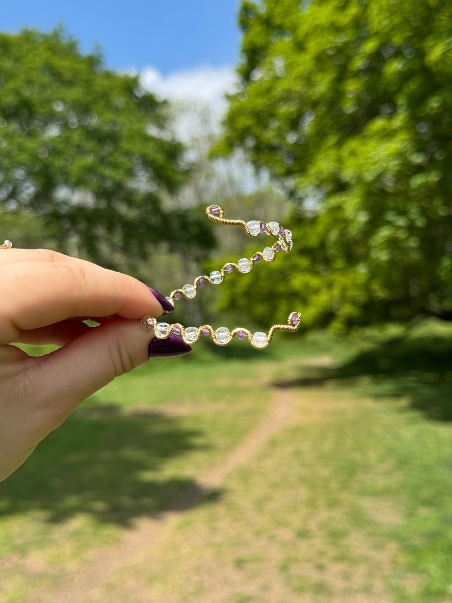 Dreamer - Amethyst and Clear Quartz Crystal Bracelet
