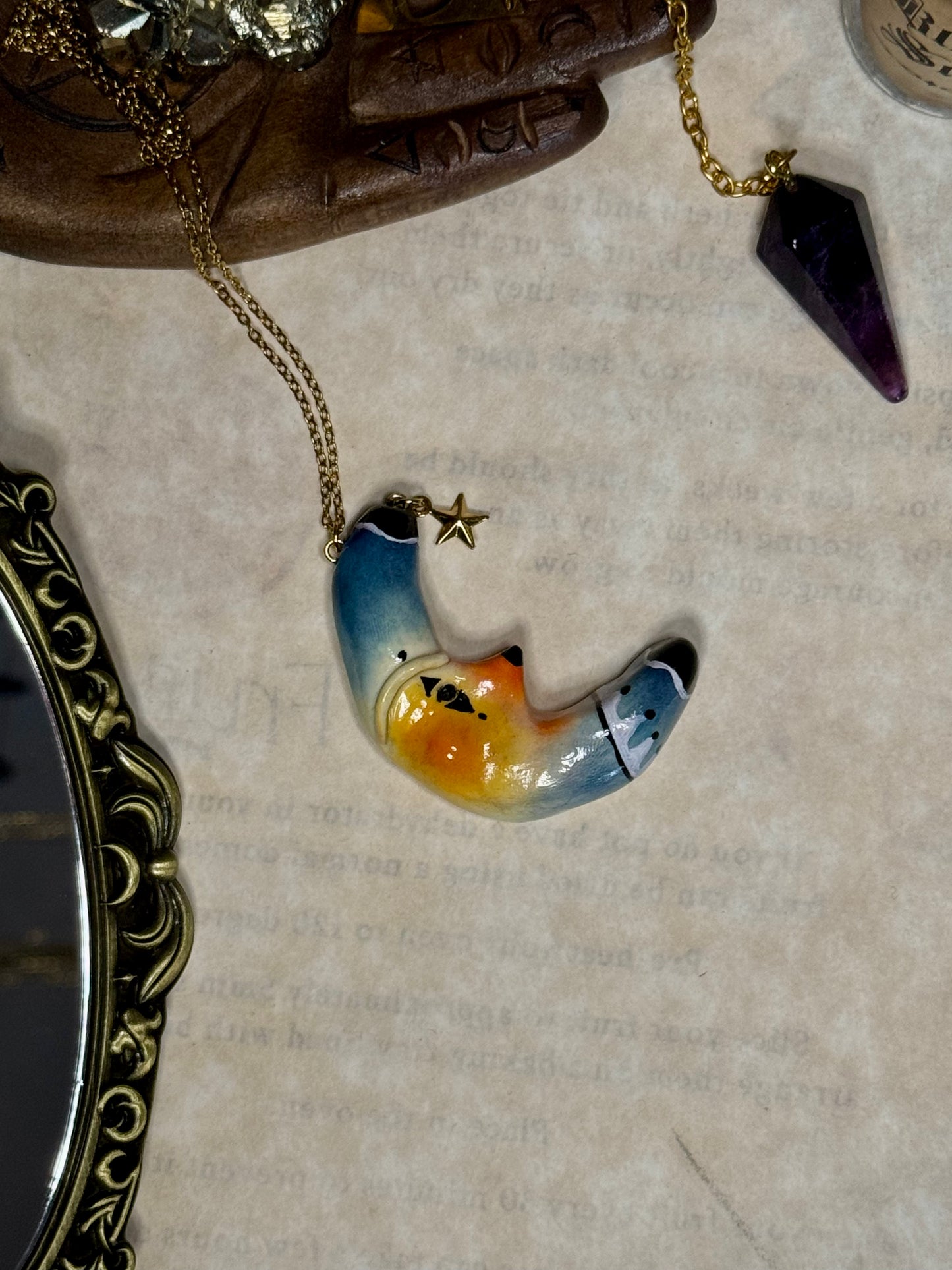 Gold Jester Moon Necklace