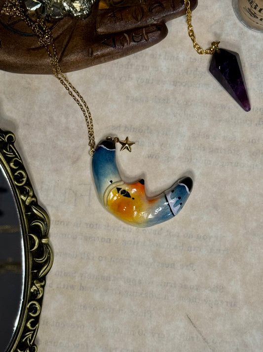 Gold Jester Moon Necklace