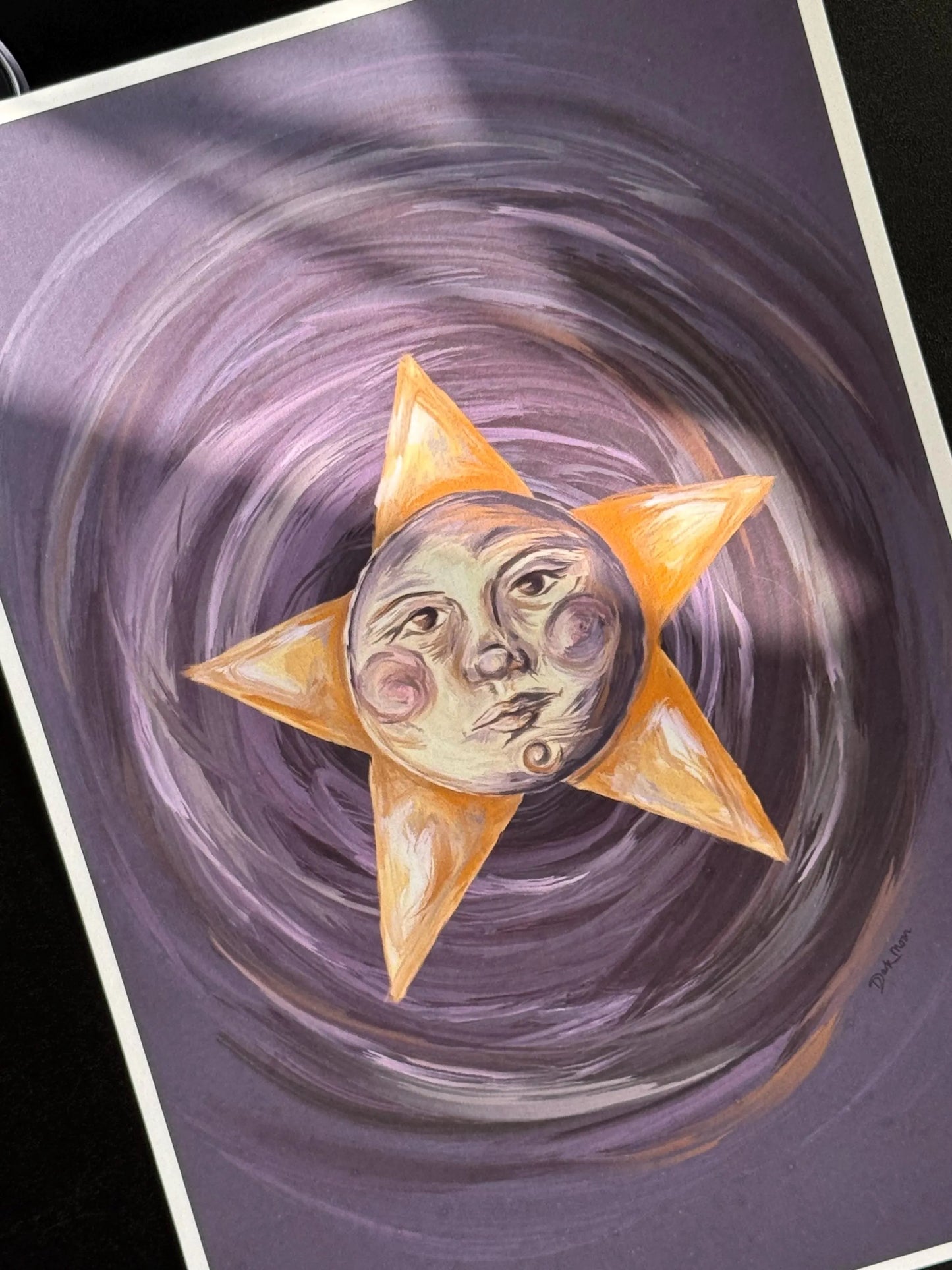 Celestial Star Face Art Print Whimsigoth A5 Illustration