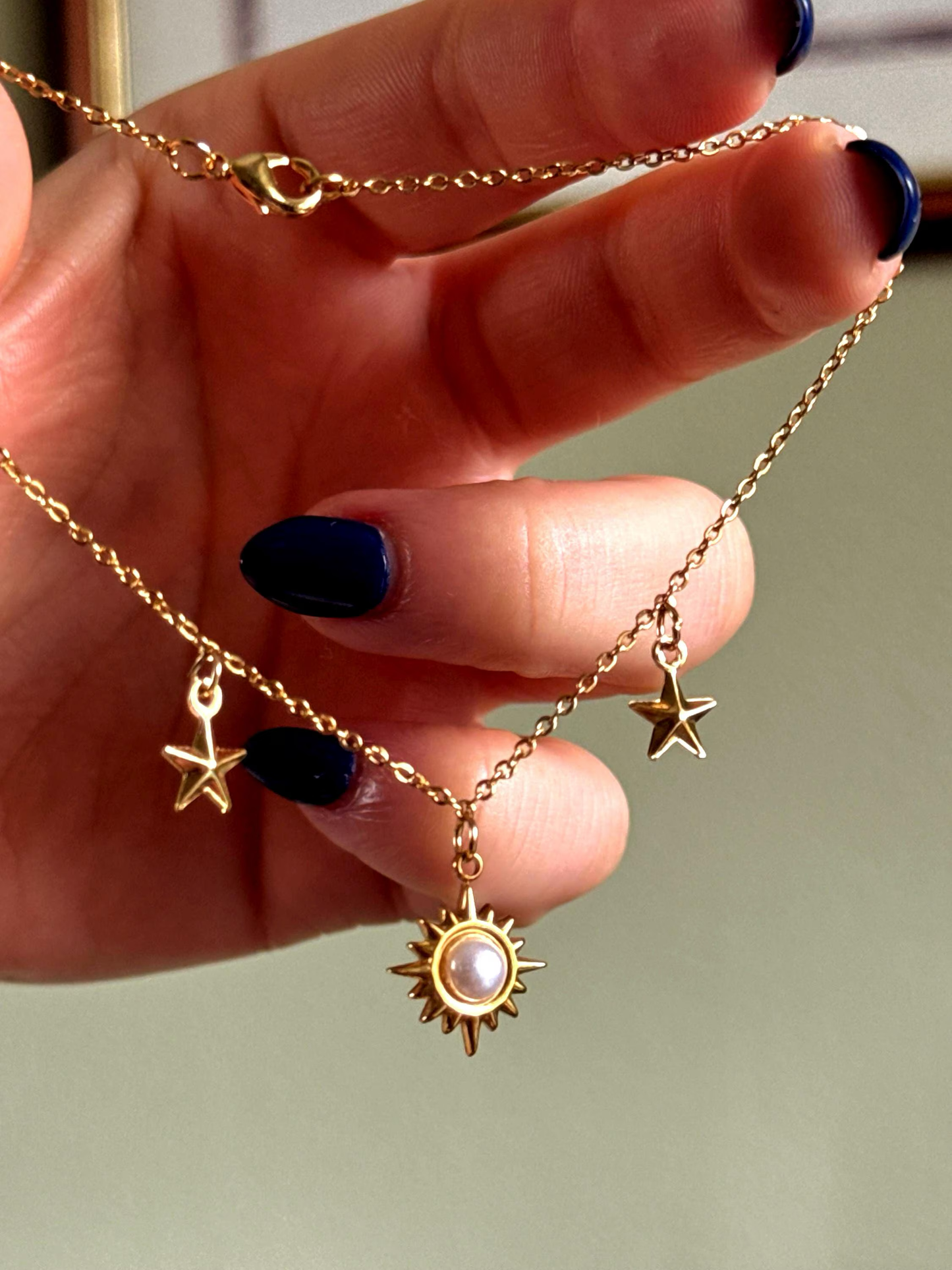Gold Celestial Sunburst and Star Anklet